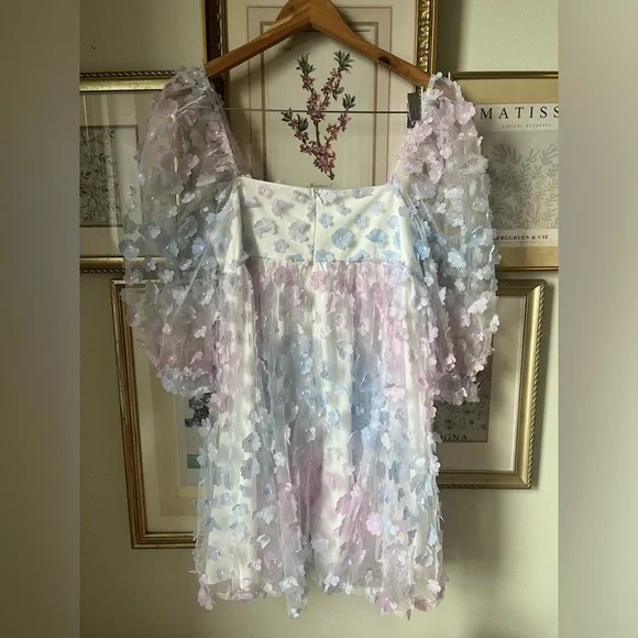 NEW Storia Babydoll Mini Dress Purple Medium - Picture 3 of 7